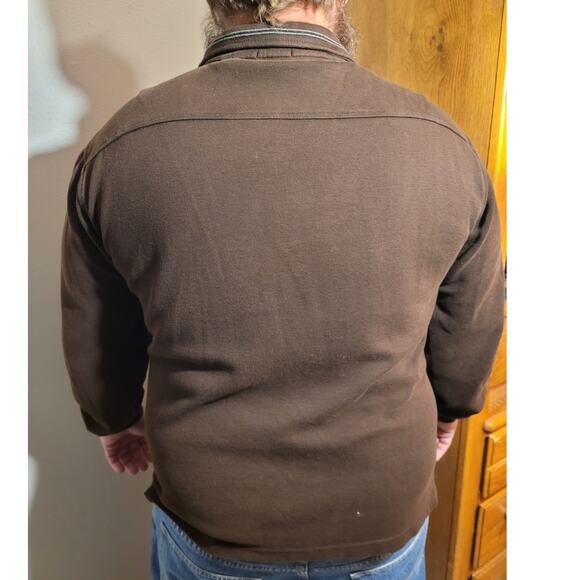 IZOD Men Brown Quarter Zip Sweater Large Cotton 3D Chest Logo Collared Old Money - Picture 5 of 10